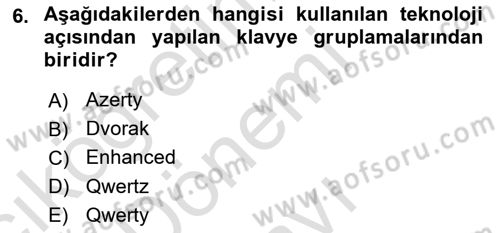 Yönetici Asistanlığı Dersi 2019 - 2020 Yılı (Final) Dönem Sonu Sınavı 6. Soru