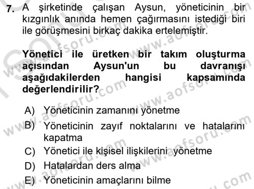 Yönetici Asistanlığı Dersi 2019 - 2020 Yılı (Final) Dönem Sonu Sınavı 7. Soru