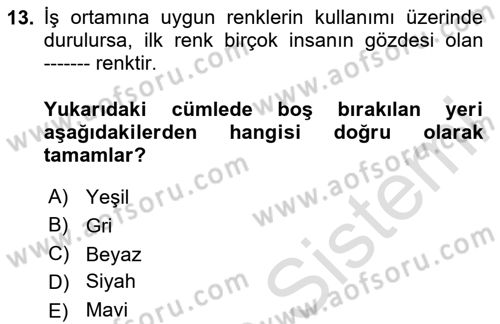 Yönetici Asistanlığı Dersi 2020 - 2021 Yılı Yaz Okulu Sınav Soruları 13. Soru