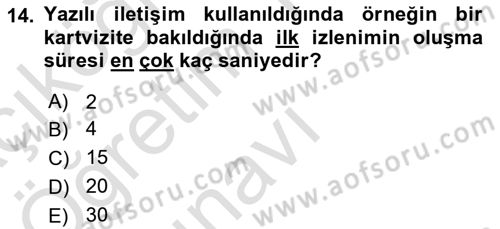 Yönetici Asistanlığı Dersi 2020 - 2021 Yılı Yaz Okulu Sınav Soruları 14. Soru
