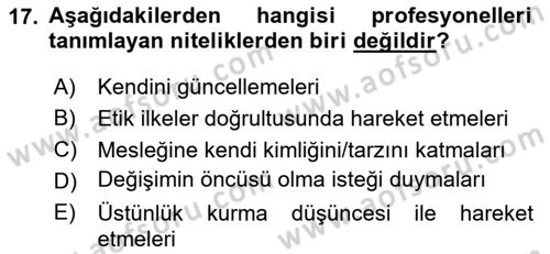 Yönetici Asistanlığı Dersi 2020 - 2021 Yılı Yaz Okulu Sınav Soruları 17. Soru