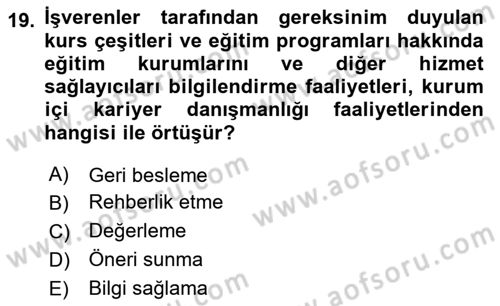 Yönetici Asistanlığı Dersi 2020 - 2021 Yılı Yaz Okulu Sınav Soruları 19. Soru
