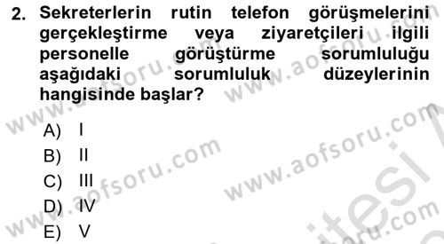Yönetici Asistanlığı Dersi 2020 - 2021 Yılı Yaz Okulu Sınav Soruları 2. Soru