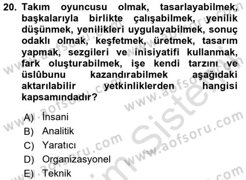 Yönetici Asistanlığı Dersi 2020 - 2021 Yılı Yaz Okulu Sınav Soruları 20. Soru