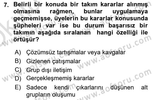 Yönetici Asistanlığı Dersi 2020 - 2021 Yılı Yaz Okulu Sınav Soruları 7. Soru