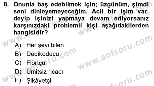 Yönetici Asistanlığı Dersi 2020 - 2021 Yılı Yaz Okulu Sınav Soruları 8. Soru