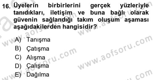 Yönetici Asistanlığı Dersi Ara Sınavı Deneme Sınav Soruları 16. Soru