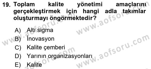 Yönetici Asistanlığı Dersi Ara Sınavı Deneme Sınav Soruları 19. Soru