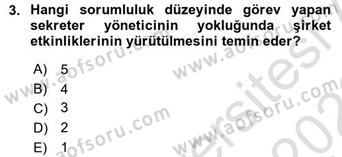 Yönetici Asistanlığı Dersi Ara Sınavı Deneme Sınav Soruları 3. Soru
