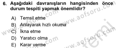 Yönetici Asistanlığı Dersi Ara Sınavı Deneme Sınav Soruları 6. Soru