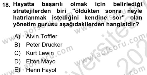 Yönetici Asistanlığı Dersi 2021 - 2022 Yılı (Final) Dönem Sonu Sınav Soruları 18. Soru