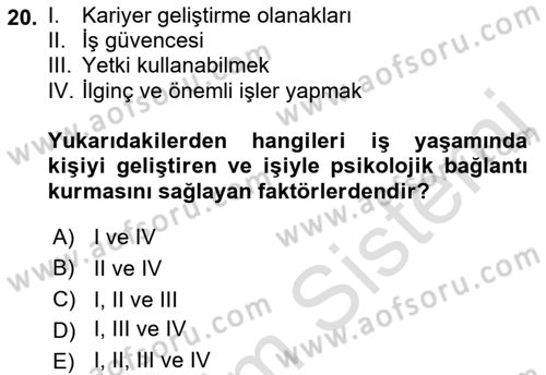 Yönetici Asistanlığı Dersi 2021 - 2022 Yılı (Final) Dönem Sonu Sınav Soruları 20. Soru