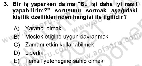 Yönetici Asistanlığı Dersi 2021 - 2022 Yılı (Final) Dönem Sonu Sınav Soruları 3. Soru