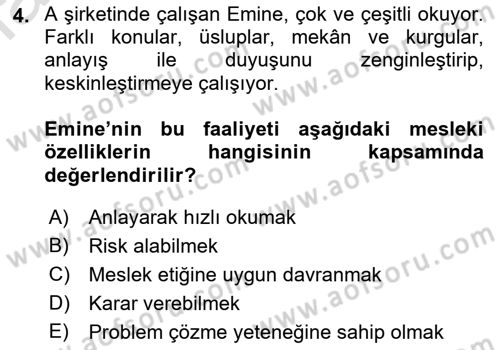 Yönetici Asistanlığı Dersi 2021 - 2022 Yılı (Final) Dönem Sonu Sınav Soruları 4. Soru