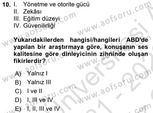 Yönetici Asistanlığı Dersi 2021 - 2022 Yılı Yaz Okulu Sınav Soruları 10. Soru