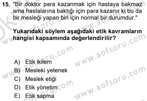 Yönetici Asistanlığı Dersi 2021 - 2022 Yılı Yaz Okulu Sınav Soruları 15. Soru