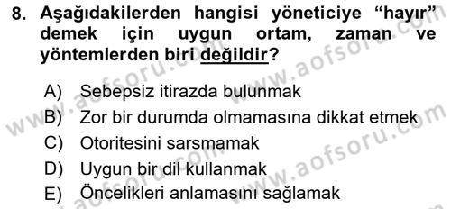 Yönetici Asistanlığı Dersi 2021 - 2022 Yılı Yaz Okulu Sınav Soruları 8. Soru