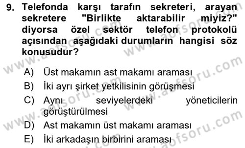 Yönetici Asistanlığı Dersi 2021 - 2022 Yılı Yaz Okulu Sınav Soruları 9. Soru