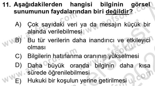 Yönetici Asistanlığı Dersi Ara Sınavı Deneme Sınav Soruları 11. Soru