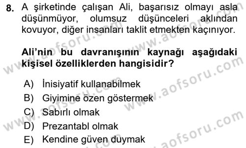 Yönetici Asistanlığı Dersi Ara Sınavı Deneme Sınav Soruları 8. Soru