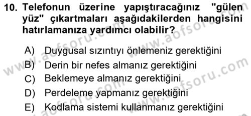 Yönetici Asistanlığı Dersi 2022 - 2023 Yılı (Final) Dönem Sonu Sınav Soruları 10. Soru
