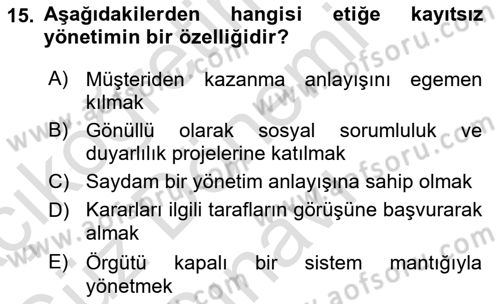 Yönetici Asistanlığı Dersi 2022 - 2023 Yılı (Final) Dönem Sonu Sınav Soruları 15. Soru