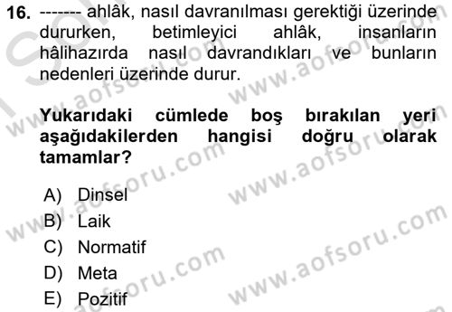 Yönetici Asistanlığı Dersi 2022 - 2023 Yılı (Final) Dönem Sonu Sınav Soruları 16. Soru