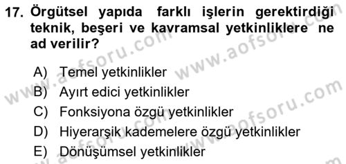 Yönetici Asistanlığı Dersi 2022 - 2023 Yılı (Final) Dönem Sonu Sınav Soruları 17. Soru