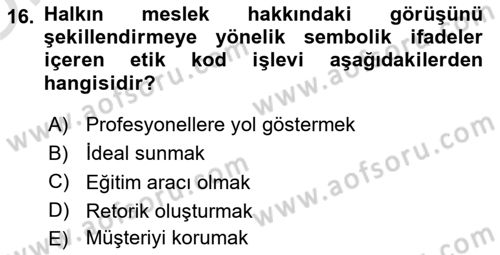 Yönetici Asistanlığı Dersi 2022 - 2023 Yılı Yaz Okulu Sınav Soruları 16. Soru