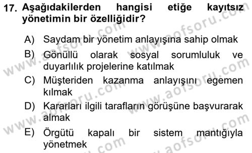 Yönetici Asistanlığı Dersi 2022 - 2023 Yılı Yaz Okulu Sınav Soruları 17. Soru