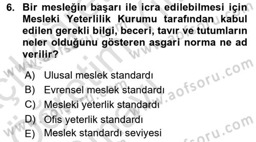Yönetici Asistanlığı Dersi 2022 - 2023 Yılı Yaz Okulu Sınav Soruları 6. Soru