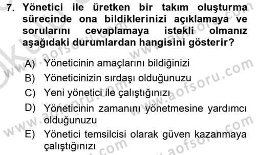 Yönetici Asistanlığı Dersi 2022 - 2023 Yılı Yaz Okulu Sınav Soruları 7. Soru