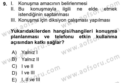 Yönetici Asistanlığı Dersi 2022 - 2023 Yılı Yaz Okulu Sınav Soruları 9. Soru