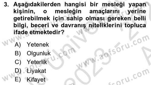 Yönetici Asistanlığı Dersi Ara Sınavı Deneme Sınav Soruları 3. Soru
