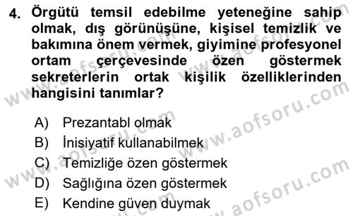 Yönetici Asistanlığı Dersi 2023 - 2024 Yılı (Vize) Ara Sınav Soruları 4. Soru