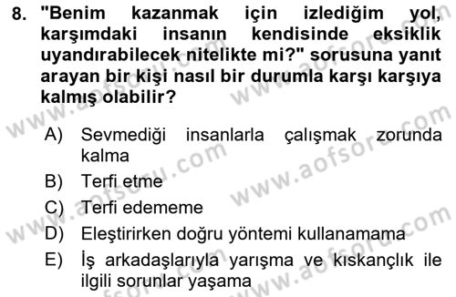 Yönetici Asistanlığı Dersi Ara Sınavı Deneme Sınav Soruları 8. Soru
