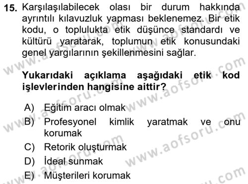 Yönetici Asistanlığı Dersi 2023 - 2024 Yılı (Final) Dönem Sonu Sınav Soruları 15. Soru