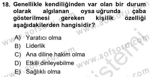 Yönetici Asistanlığı Dersi 2023 - 2024 Yılı Yaz Okulu Sınav Soruları 18. Soru