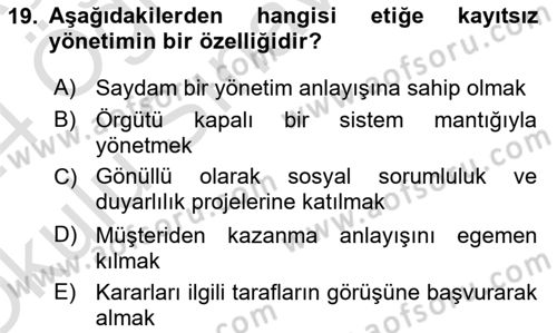 Yönetici Asistanlığı Dersi 2023 - 2024 Yılı Yaz Okulu Sınav Soruları 19. Soru