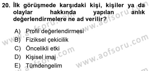 Yönetici Asistanlığı Dersi 2023 - 2024 Yılı Yaz Okulu Sınav Soruları 20. Soru