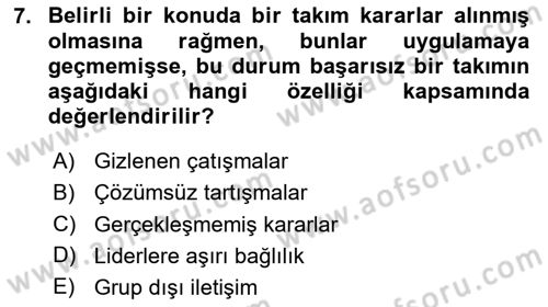 Yönetici Asistanlığı Dersi 2023 - 2024 Yılı Yaz Okulu Sınav Soruları 7. Soru