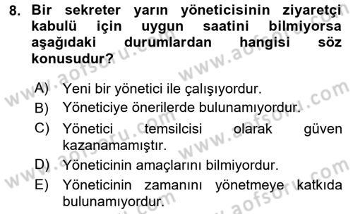 Yönetici Asistanlığı Dersi 2023 - 2024 Yılı Yaz Okulu Sınav Soruları 8. Soru