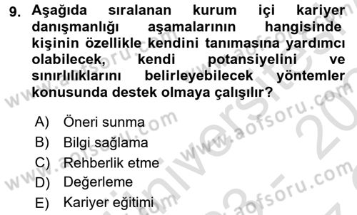 Yönetici Asistanlığı Dersi 2023 - 2024 Yılı Yaz Okulu Sınav Soruları 9. Soru