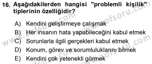 Yönetici Asistanlığı Dersi Ara Sınavı Deneme Sınav Soruları 16. Soru