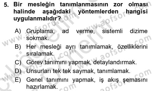 Yönetici Asistanlığı Dersi Ara Sınavı Deneme Sınav Soruları 5. Soru