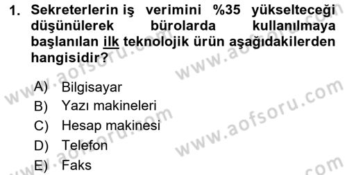 Yönetici Asistanlığı Dersi 2024 - 2025 Yılı (Final) Dönem Sonu Sınav Soruları 1. Soru