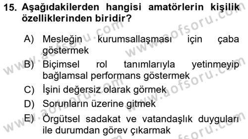 Yönetici Asistanlığı Dersi 2024 - 2025 Yılı (Final) Dönem Sonu Sınav Soruları 15. Soru