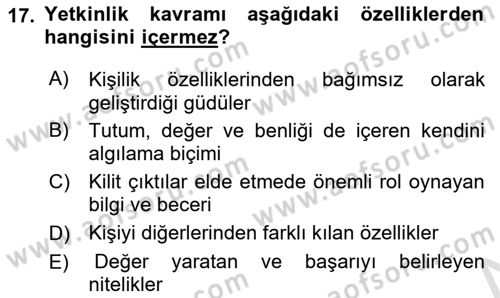 Yönetici Asistanlığı Dersi 2024 - 2025 Yılı (Final) Dönem Sonu Sınav Soruları 17. Soru