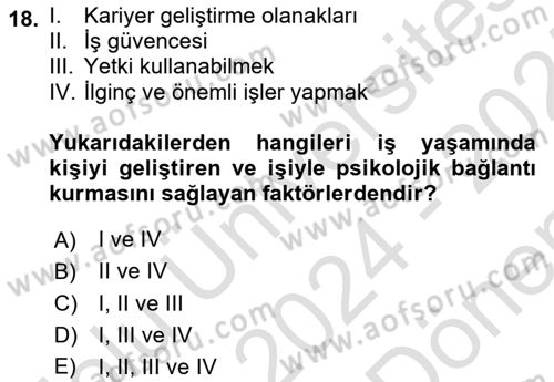 Yönetici Asistanlığı Dersi 2024 - 2025 Yılı (Final) Dönem Sonu Sınav Soruları 18. Soru