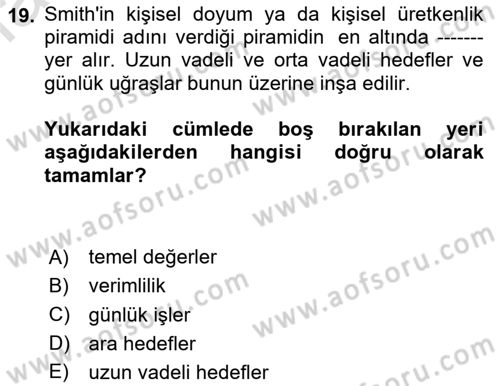 Yönetici Asistanlığı Dersi 2024 - 2025 Yılı (Final) Dönem Sonu Sınav Soruları 19. Soru